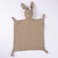 Couverture de confort pour bébé en gros mousseline de coton de couleur unie peluche bébés lapin couette jouets couverture de sécurité pour bébé