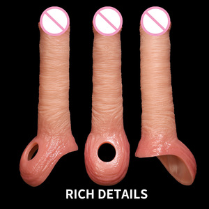Flüssigsilikon-Penishülle für den Außenhandel, elektrisch schwingend, vibrierend, vergrößernd, verdickend, realistisches Sexspielzeug - Product Image 5