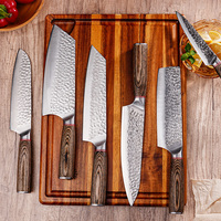 Ensemble de couteaux Nakiri en acier japonais à haute teneur en carbone avec lames polies ambidextres, manche en résine, boîte cadeau - Ensemble de 6 couteaux de cuisine