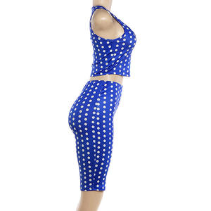 Viviblook Z319ST03 Women Summer <b>Set</b> New Streetwear Polka Dot Print Sexy Low Cut Tight Top Shorts Two Piece <b>Set</b> - Product Image 3