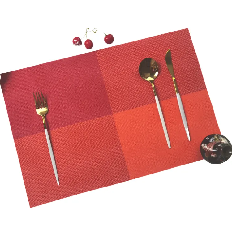 キッチンダイニングテーブル食器プレースマット耐油性耐熱ワイプ可能赤防水ウォッシャブルPVCプレースマット