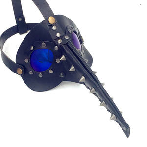 หน้ากากหนังสีดำสไตล์สตีมพังก์ <span class=keywords><strong>แวมไพร์</strong></span> จมูกยาว ประดับหมุด สำหรับฮาโลวีน คอสเพลย์ พร้อมหนาม - Product Image 4