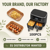 Aojia AJ-14 Doublures écologiques en papier FSC pour friteuse à air 8x5,5 po 100 pièces sans PFAS, qualité alimentaire, jetables, résistantes au four
