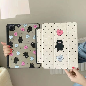 Adecuado para iPad Pro 12,9 2022 Set de dos colores Love Black Cat Trifold Mirror Semi transparente mate PC contraportada para iPad - Product Image 4