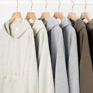 Sweat à capuche unisexe en molleton épais avec fermeture éclair, cordon de serrage, couleur unie, brodé, épaules tombantes, coupe ample, écologique, imprimé sur mesure - Product Image 3