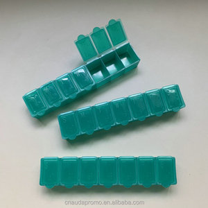 Factory Direct Promotional Custom Logo PP Small 7 Compartment Single Row Pill Box with Letter Engraving