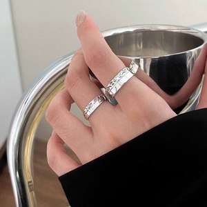 Silver Ruitai S925 Silver Textured Geometric <b>Ring</b> For Women Size B Small Jz939 Gift Jewelry - Product Image 3