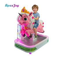 Machine de jeu d'arcade à monnayeur Licorne avec structure en fibre de verre, en anglais, pour voiture à pédales pour enfants