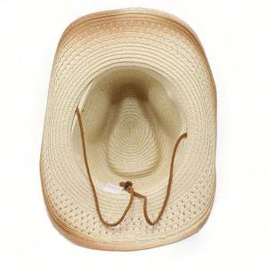 Chapeau de soleil vintage en paille pulvérisée pour voyage en plein air, style cowboy western - Product Image 6