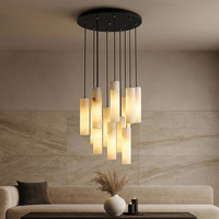 Luminaire suspendu en colonne cylindrique en albâtre cascade - Cylindres en albâtre espagnol naturel, salles à manger et salons