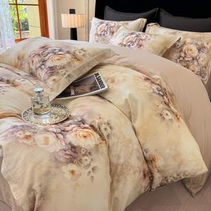 Juego de Sábanas de Siete Piezas de Algodón Cepillado Estilo Chino, 100% Algodón Puro, Fundas de <span class=keywords><strong>Cama</strong></span> de Lana, Calidad de Alta Gama, Lujo para el Hogar - Product Image 4