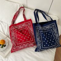Nouvel Arrivage Sac Fourre-tout en Toile Imprimé Paisley Motif Fleur de Cachemire Style Ethnique Polyvalent Grande Capacité Sac à Bandoulière et Sac Porté Épaule