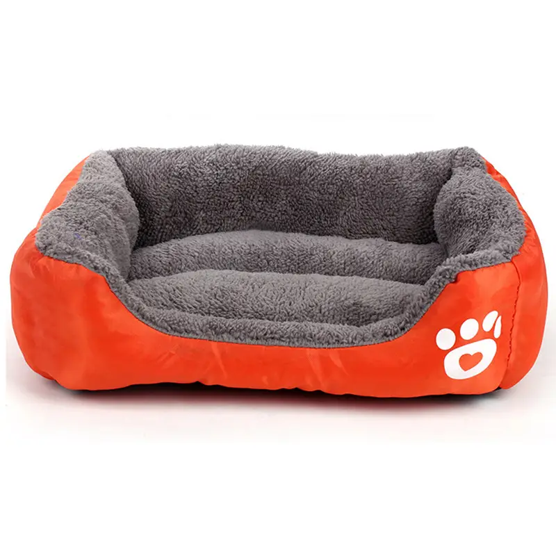 Dierbenodigdheden Groothandel Kennel Herfst En Winter Nieuwe Pluche Snoep Kleur Vierkante Voetafdrukken Hond Bed Ademend Nest