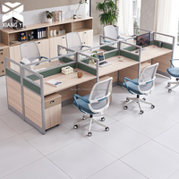 Ensemble de bureaux de travail modernes pour 4 à 6 personnes, table de bureau modulaire, poste de travail en bois pour immeuble de bureaux, mobilier de bureau
