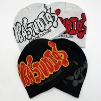 Gorros de Punto Cortos Jacquard Y2K con Estampado Personalizado, Gorros de Invierno, Gorra de Diseñador, Gorro de Estilo Urbano Desgastado, Gorro de Calavera al por Mayor para Hombre