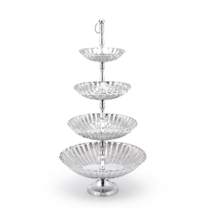 Luxury 4-Tier Metal Cake Stand <b>Set</b> Polish Finish Handmade & Heat Resistant Customizable Size for Weddings Parties Anniversaries - Product Image 1