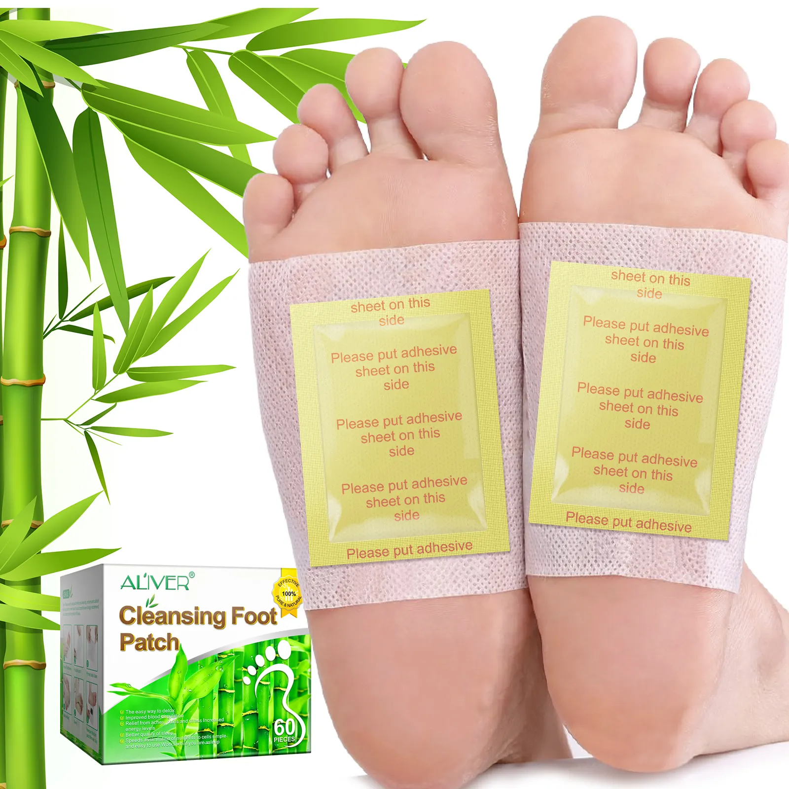 ALIVER detox फुट पैच 100% प्राकृतिक हर्बल तत्व शरीर को आराम गहरी नींद पैर detox के पैच स्वास्थ्य देखभाल, detoxifying पैर पैच