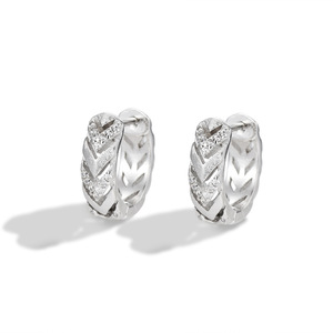 Huggie Earrings Geometric Wheat Pattern Zinc Alloy Micro Insert Party Jewelry Unisex Trendy Earrings - Product Image 2