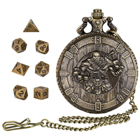 Kotak Dadu Steampunk RPG Fighter & Set Dadu Mini untuk Aksesori Permainan Papan Role Playing, Hadiah Apresiasi untuk Souvenir Pesta