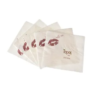 Square Wood Virgin Pulp 3Ply Printed Paper Tissue Napkins Custom Printed For Restaurant