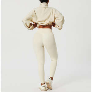 Costruttore di Streetwear da <span class=keywords><strong>donna</strong></span> di alta qualità personalizzato con stampa a sbuffo in pile Pullover con <span class=keywords><strong>cappuccio</strong></span> bianco - Product Image 2