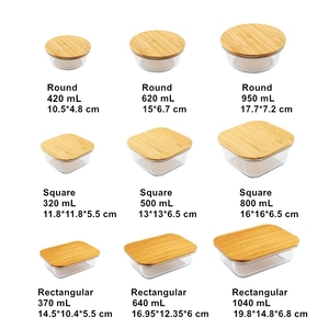 Juego de Loncheras de Vidrio de Borosilicato con Tapa de Bambú, Sellado Hermético, Apto para <span class=keywords><strong>Microondas</strong></span>, para Trabajadores de Oficina - Product Image 6