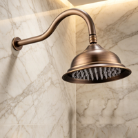 Système de douche encastré HONGDEC en laiton antique, mitigeur chaud/froid à deux poignées, ensemble de douche à main en céramique blanche pour salle de bain