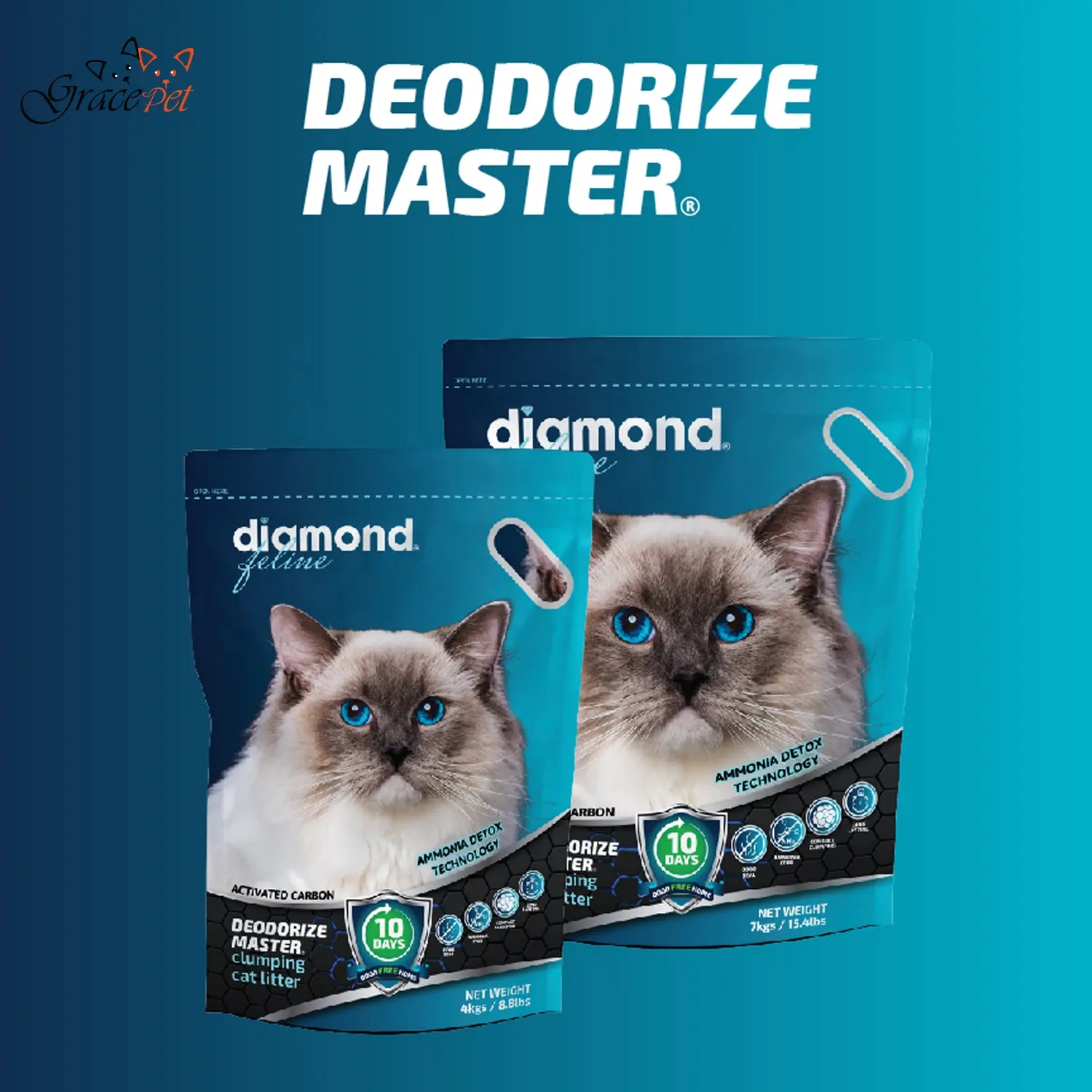 Diamond feline cat sand litter with carbon