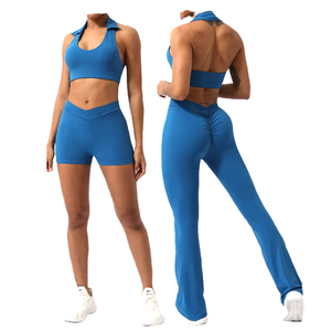 Meilleur ensemble de leggings de yoga 3 pièces pour femmes, motif uni, vêtements de sport, shorts et leggings, vêtements de fitness pour femmes - Product Image 4