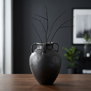 Jarrón Decorativo Moderno para Mesa, Color Negro, con Asa, Diseño Industrial, Forma Ovalada, Adorno Decorativo para Interiores - Product Image 6