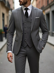 Traje de negocios informal de tres piezas de alta calidad <span class=keywords><strong>para</strong></span> <span class=keywords><strong>hombre</strong></span>, patrón Floral de talla grande, peinada antiestática, cuello mandarín, boda - Product Image 4