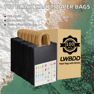 100 ชิ้นถุงกระดาษคราฟท์สีดำด้ามจับแบบบิดเองโปรโมชั่นที่กำหนดเอง/ซูเปอร์มาร์เก็ตแบบนำกลับ/บรรจุภัณฑ์สำหรับช้อปปิ้งเสื้อผ้า (เป็นมิตรกับสิ่งแวดล้อม - Product Image 2
