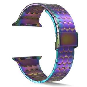 Correa de Reloj de Metal de Acero Inoxidable de Lujo con Diseño de Escamas de Pescado para <span class=keywords><strong>Apple</strong></span> Series 9/8/7/6/<span class=keywords><strong>5</strong></span>/4/3/2 Ultra, Brazalete para Muñeca - Product Image 1