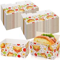 Boîte à sandwich jetable de qualité alimentaire, conteneur en papier pour emporter, pour mini-burger, toast, gaufres, pâtisseries et emballages de snacks