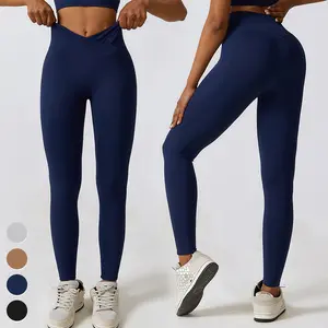 Vêtements de course séchage rapide Sport Legging personnalisé Gym Fitness collants femmes croix ceinture pantalon bout à bout taille haute Yoga Leggings