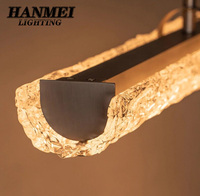 Lustre rectangulaire moderne de luxe en verre et soie glacée, à hauteur réglable, avec LED blanc chaud 3000K pour comptoir de bar et salle