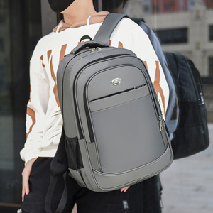 Laptop <b>Backpack</b> For Men <b>Large</b> <b>Capacity</b> Business Travel Solid Color Gray Shoulder Straps Summer 2023 - Product Image 1