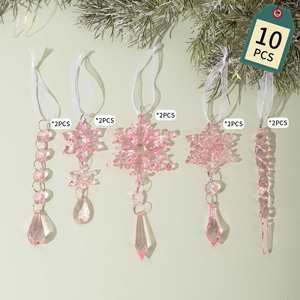 Nuevos Productos Decorativos con Borde de Copo de Nieve, Cono de Hielo Transparente Navideño, Juego de 10 Piezas - Product Image 5
