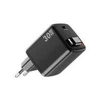 Pengisi daya ponsel 30W PD GaN, dengan kabel yang dapat ditarik colokan EU OTP & OVP proteksi pengisi daya telepon PD 3.0