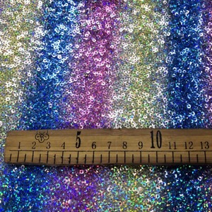 Chất Lượng Cao Sang Trọng May Tùy Chỉnh In Cầu Vồng Sequin Vải Polyester Đan Lưới Cho Ăn Mặc Sequin Thêu Vải - Product Image 5