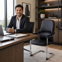 Chaise de réunion moderne à dossier mi-haut, base chromée, pour visiteurs, réception et formation, idéale pour bureau et salle de réunion