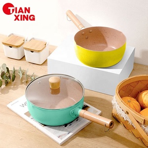 Accessori da cucina colorati a induzione pentole in alluminio pentola per cucinare pentole latte <span class=keywords><strong>Granita</strong></span> pentole con coperchio in vetro - Product Image 1