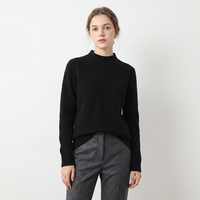 Pull en cachemire ample à col semi-montant épais pour femme, automne-hiver, grande taille