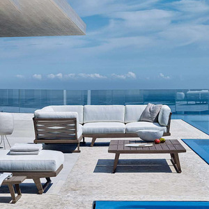 Ensemble de salon de jardin en teck pour villa, canapé d'extérieur modulable, mobilier de jardin très demandé - Product Image 1