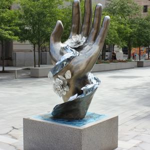 आधुनिक स्टेनलेस स्टील बुढ़ा हाथ मूर्तिकला के लिए कमल के फूल के साथ आधुनिक स्टेनलेस स्टील बुढ़ा - Product Image 5