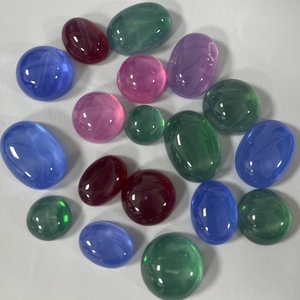 พลอยสังเคราะห์ทรงรีแบบหลวม คัตติ้งแบบคาโบชอง สีเขียว ชมพู แดง น้ำเงิน รูปดาว - Product Image 2