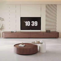 Ensemble de tables basses populaires pour salon, table basse ronde vintage en bois de noyer de luxe, table à thé moderne minimaliste et tendance