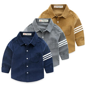 Chemise pour garçons en flanelle de coton à col en velours côtelé de couleur unie, style gentleman, de Ganesh Kids, disponible en ligne en Inde - Product Image 1