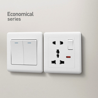 Prise de commutateur de point de réinitialisation avec lumière LED interrupteurs en verre universels 1 2 3 Gang 1 2 voies Type 86 alimentation murale