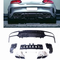 Kit de Diffuseur Arrière C43 C63 AMG et Embouts d'Échappement Argentés pour Mercedes Benz Coupé Classe C W205 2 Portes 2015-2021